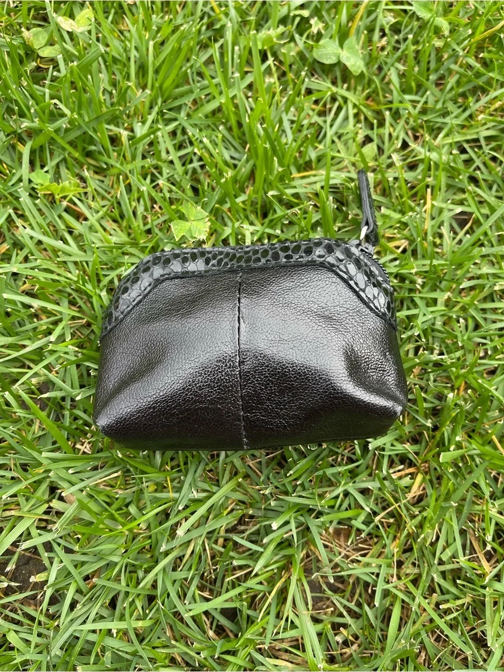 Brighton Black Leather Heart Coin Purse Croc Embossed Trim Vintage Pouch Wallet